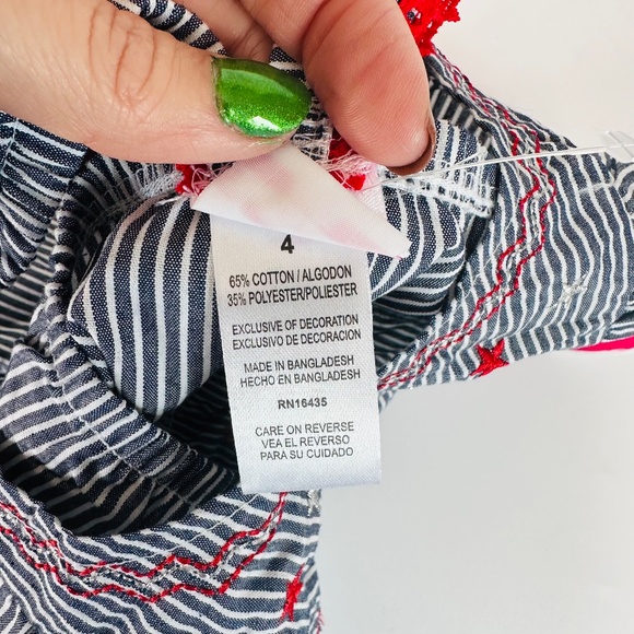 NEW Nannette Leopore Kids Romper 4th of July Stripes Stars Ruffle 4 or 6x - Picture 7 of 9